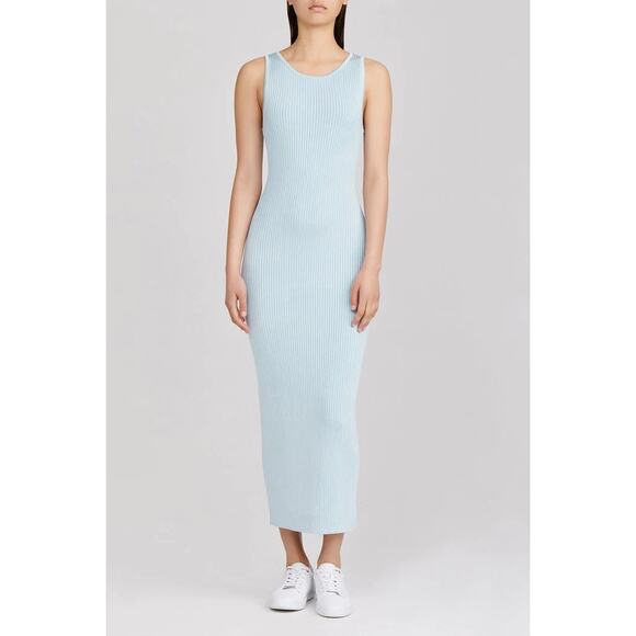 SIGNIFICANT OTHER Sofia Knit Cut-Out Back Midi Dress in Sky Blue NWT US 2 $218 - Picture 2 of 12